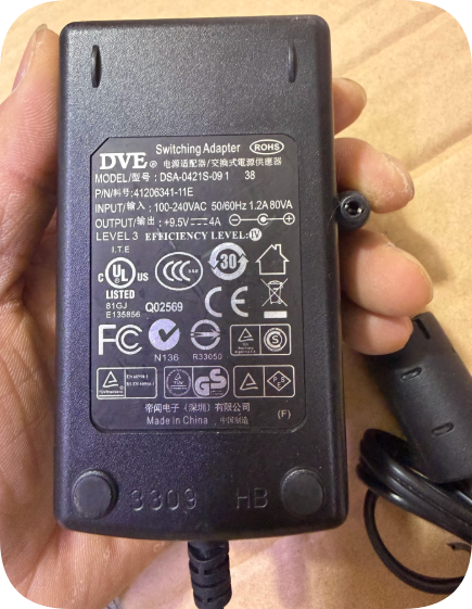 *Brand NEW* DVE Diwen DSA-0421S-09138 9.5V 4A 38W Power Adapter, 5.5×2.5mm Round Port Ch